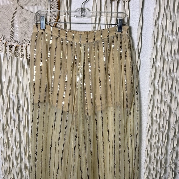 New Romantics | Free People Pull On Sequin Wide Leg Pants with Boy Shorts S - Picture 3 of 11